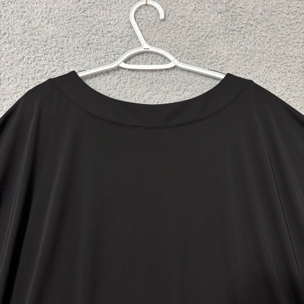 Work Casual Black Tunic Top Plus Size 2X Stretch Minimalist Layering Blouse - Picture 8 of 10